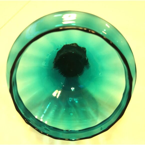 Blue Art Glass Piece Mid-Century Empoli Italian Turquoise Hand Blown, Hand Made - Picture 9 of 11